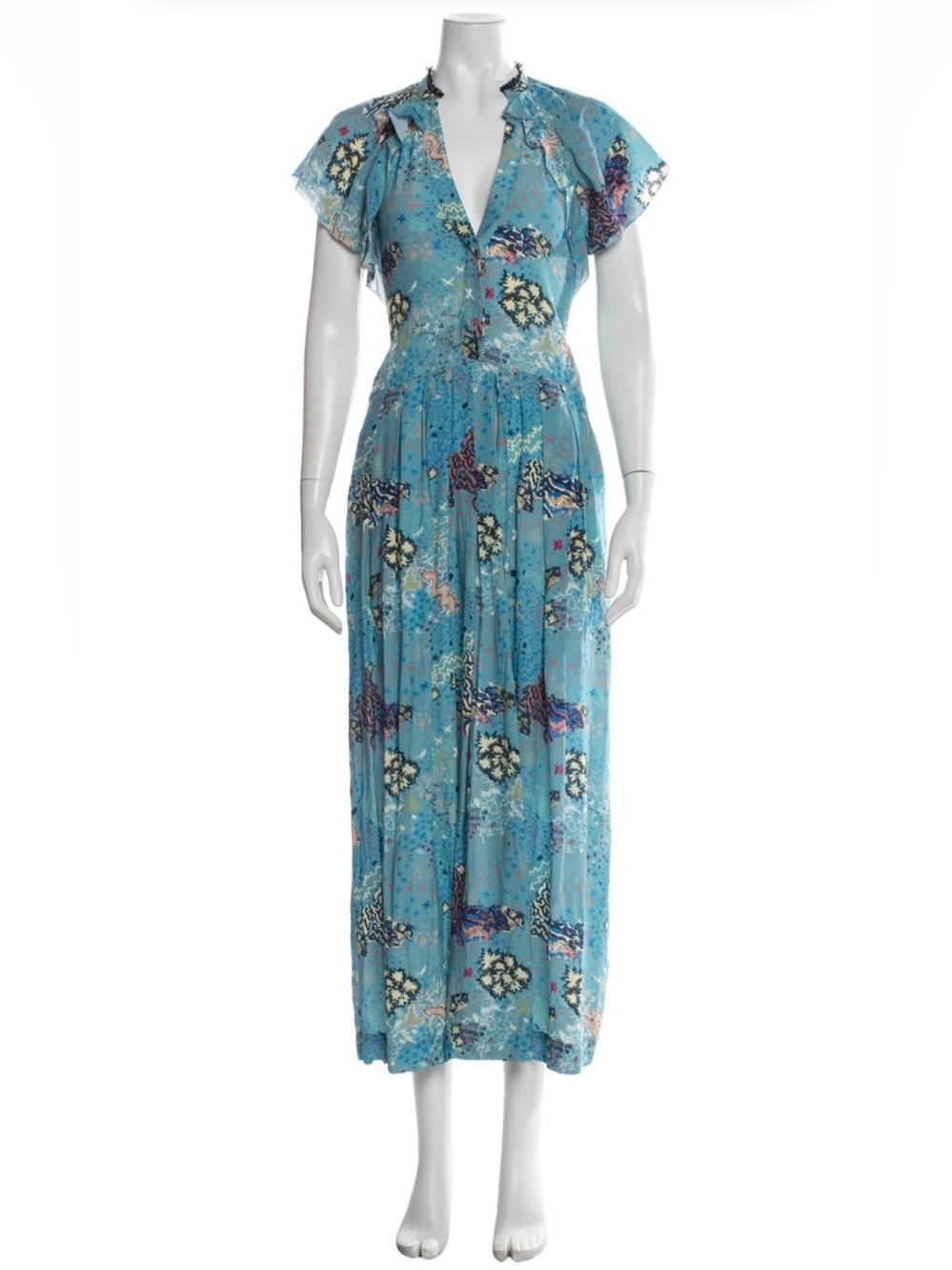 Zadig & Voltaire Turquoise Floral Maxi Dress NWT